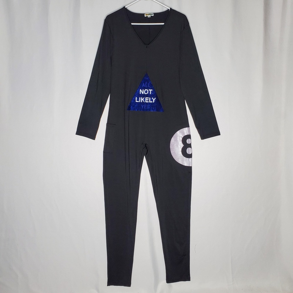 Tipsy Elves Jumpsuit XXL Flip-Sequin Magic 8 Ball Black Long Sleeve Costume